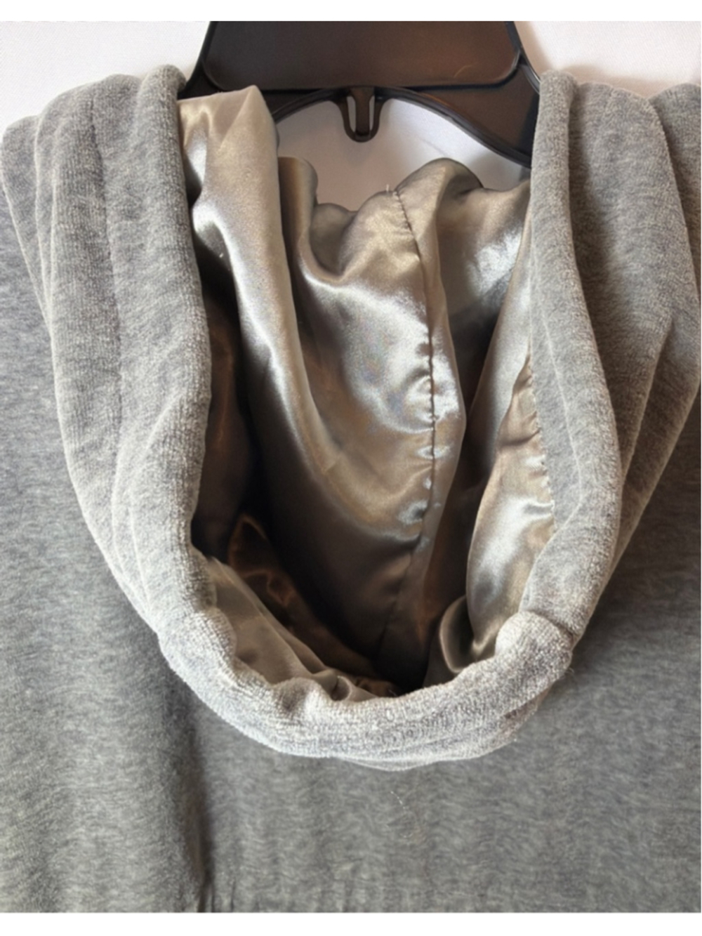 Women's IMEI Gray Velour Full-Zip Anorak Hoodie L/XL Athleisure Drawstring Waist - Picture 5 of 8